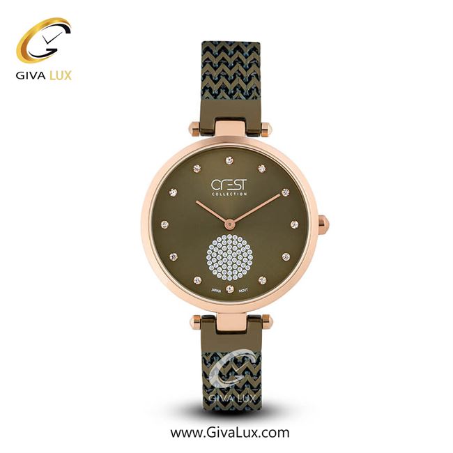 ساعت مچی اورجینال زنانه کرست | Crest  رزگلد | زیتونی| زیتونی| کد رفرنس Crest 6015-3