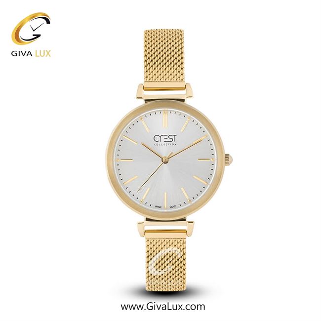 ساعت مچی اورجینال زنانه کرست | Crest  طلایی | طلایی| نقره ای| کد رفرنس Crest 6017-4
