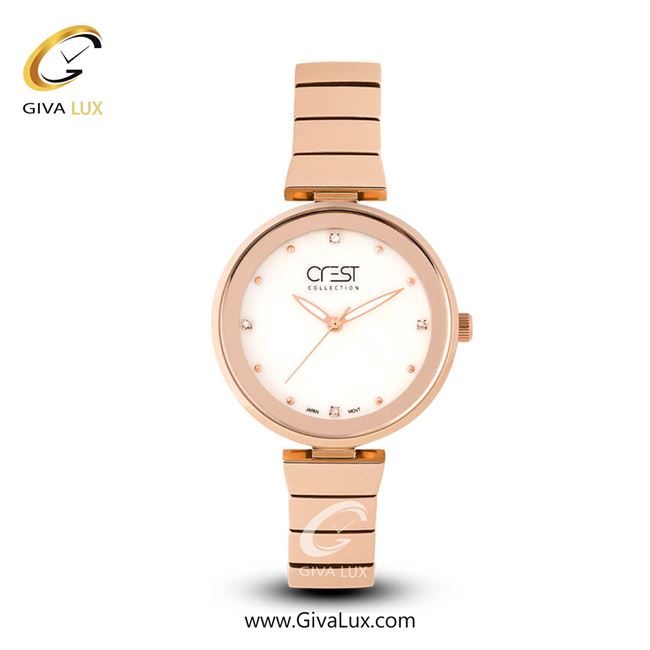 ساعت مچی اورجینال زنانه کرست | Crest  رزگلد | رزگلد| سفید| کد رفرنس Crest 6020-3