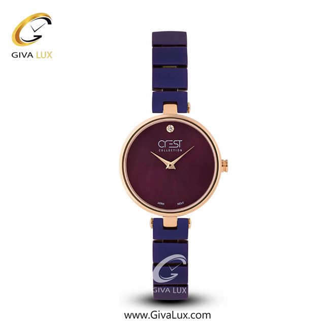 ساعت مچی اورجینال زنانه کرست | Crest  رزگلد | بنفش| بنفش| کد رفرنس Crest 6022-4