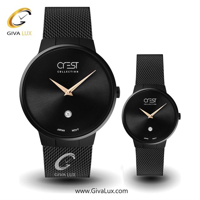 ساعت مچی اورجینال ست کرست | Crest  مشکی | مشکی| مشکی| کد رفرنس Crest 6027-1
