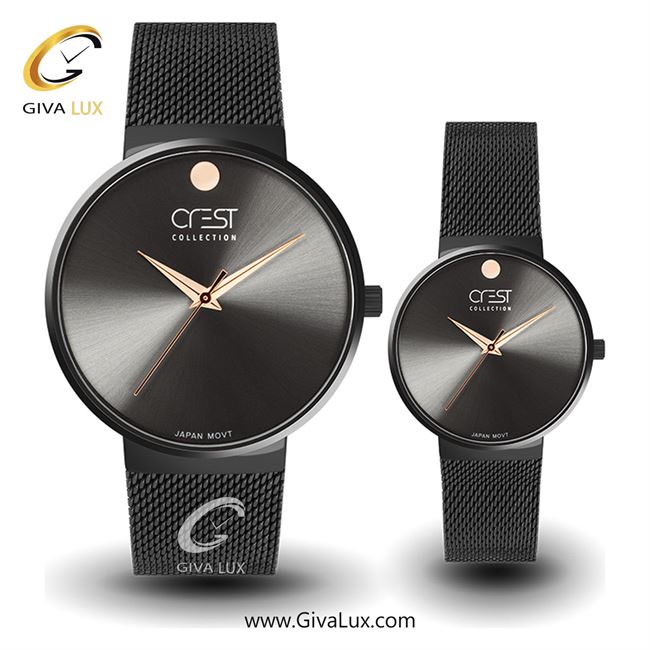 ساعت مچی اورجینال ست کرست | Crest  مشکی | مشکی| مشکی| کد رفرنس Crest 6028-2