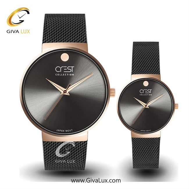ساعت مچی اورجینال ست کرست | Crest  رزگلد | مشکی| مشکی| کد رفرنس Crest 6028-3