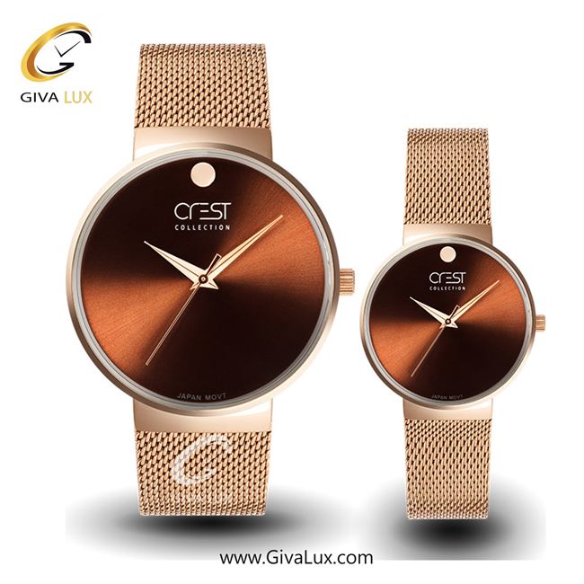 ساعت مچی اورجینال ست کرست | Crest  رزگلد | رزگلد| قهوه ای| کد رفرنس Crest 6028-4