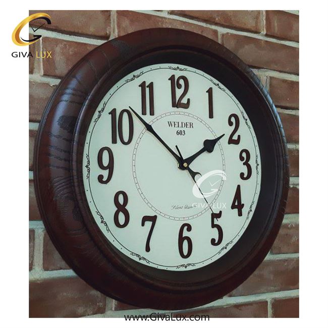 ساعت دیواری اورجینال ولدر PVC قهوه ای| کد رفرنس 603