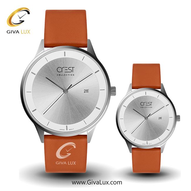 ساعت مچی اورجینال ست کرست | Crest  نقره ای | نارنجی| نقره ای| کد رفرنس Crest 6031-3