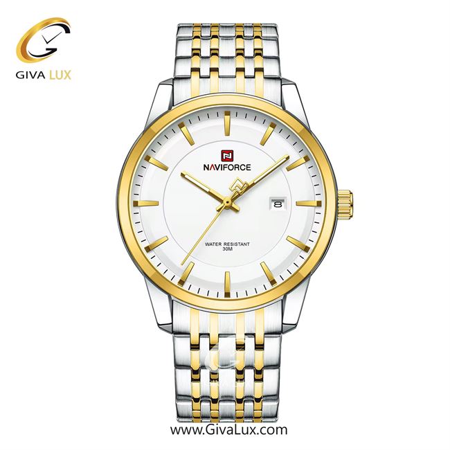 ساعت مچی اورجینال مردانه ناوی فورس|Naviforce|نوی فورس|نیوی فورس طلایی-نقره ای | نقره ای-طلایی| سفید| کد رفرنس NF9228