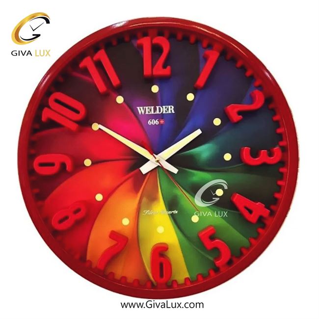 ساعت دیواری اورجینال ولدر PVC قرمز| کد رفرنس 606+