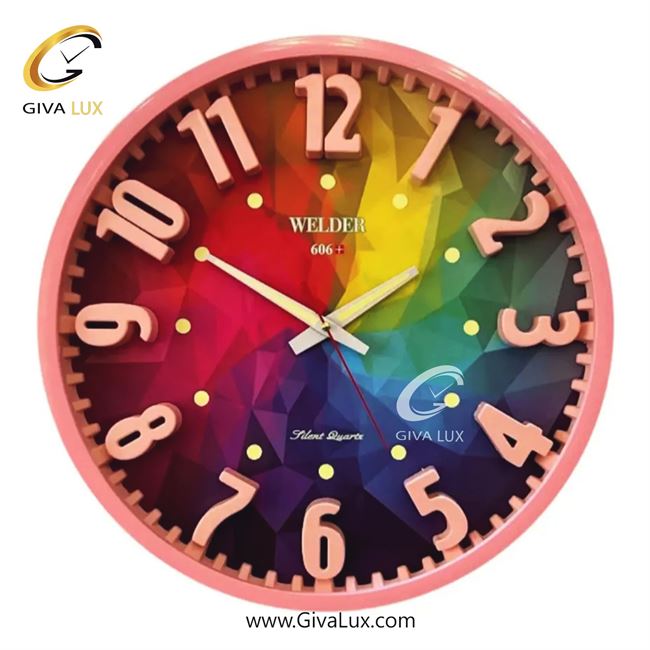 ساعت دیواری اورجینال ولدر PVC صورتی| کد رفرنس 606+