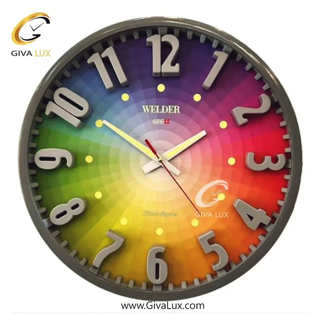 ساعت دیواری اورجینال ولدر PVC طوسی| کد رفرنس 606+