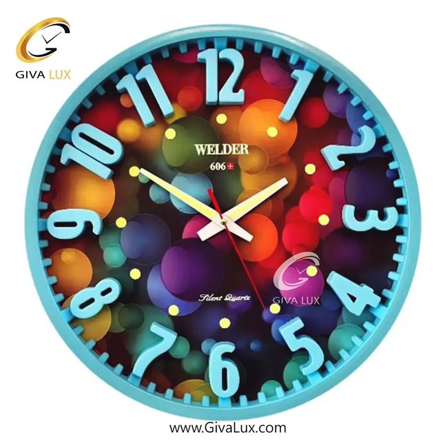 ساعت دیواری اورجینال ولدر PVC آبی| کد رفرنس 606+