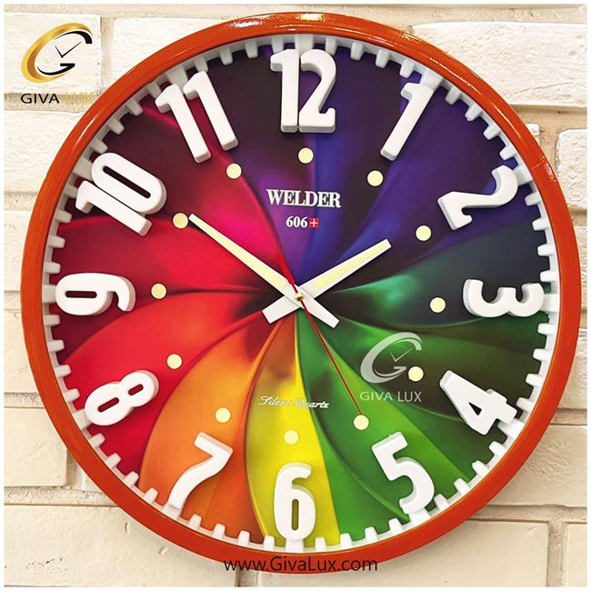 ساعت دیواری اورجینال ولدر PVC نارنجی| کد رفرنس 606+