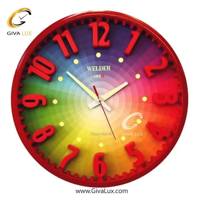 ساعت دیواری اورجینال ولدر PVC قرمز| کد رفرنس 606+
