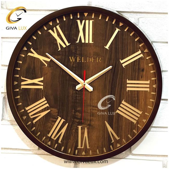 ساعت دیواری اورجینال ولدر PVC قهوه ای| کد رفرنس 608