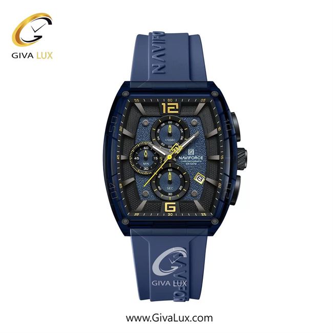ساعت مچی اورجینال مردانه ناوی فورس|Naviforce|نوی فورس|نیوی فورس سه موتوره کرنوگراف آبی | آبی| مشکی-آبی| کد رفرنس NF6101 BE/Y/BE