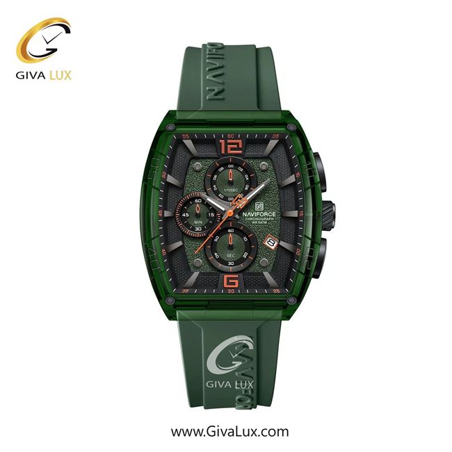 ساعت مچی اورجینال مردانه ناوی فورس|Naviforce|نوی فورس|نیوی فورس سه موتوره کرنوگراف سبز | سبز| سبز یشمی تیره-مشکی| کد رفرنس NF6101 GN/O/GN