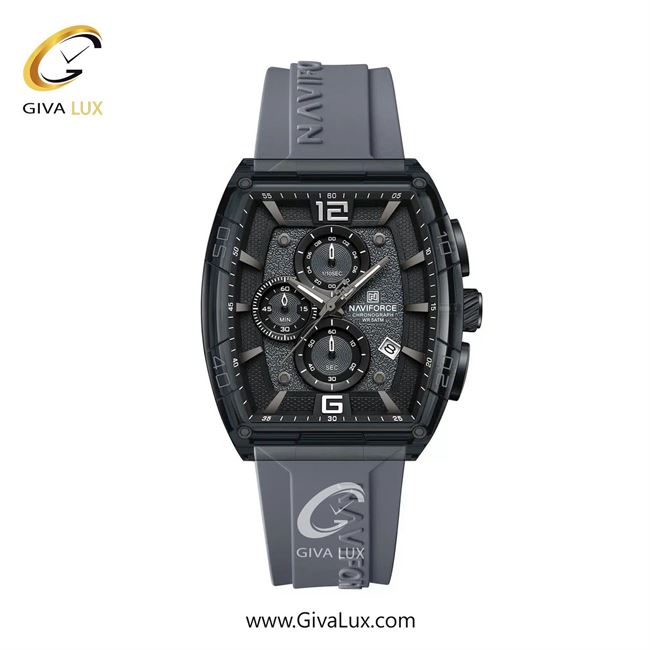 ساعت مچی اورجینال مردانه ناوی فورس|Naviforce|نوی فورس|نیوی فورس سه موتوره کرنوگراف مشکی | طوسی| مشکی-طوسی| کد رفرنس NF6101 GY/W/GY