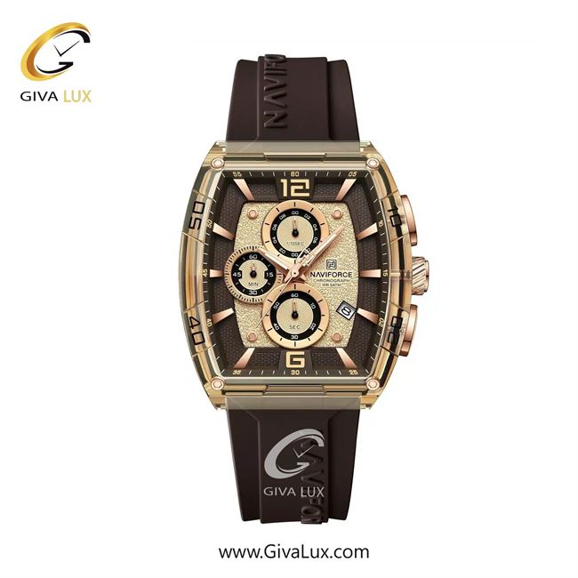 ساعت مچی اورجینال مردانه ناوی فورس|Naviforce|نوی فورس|نیوی فورس سه موتوره کرنوگراف رزگلد | قهوه ای| قهوه ای-رزگلد| کد رفرنس NF6101 RG/Y/CE