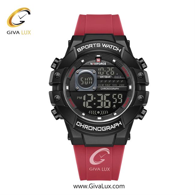 ساعت مچی اورجینال مردانه ناوی فورس|Naviforce|نوی فورس|نیوی فورس مشکی | قرمز| مشکی| کد رفرنس NF6102 B/R/R