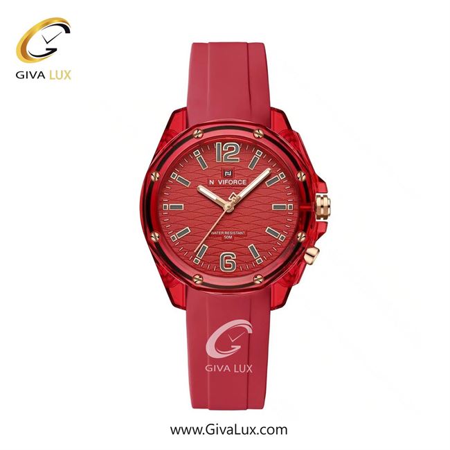 ساعت مچی اورجینال زنانه ناوی فورس|Naviforce|نوی فورس|نیوی فورس قرمز | قرمز| قرمز| کد رفرنس NF6103 R/R