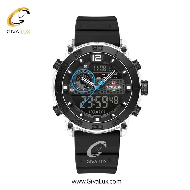 ساعت مچی اورجینال مردانه ناوی فورس|Naviforce|نوی فورس|نیوی فورس دو زمانه مشکی-نقره ای | مشکی| مشکی| کد رفرنس NF6104 S/W/B