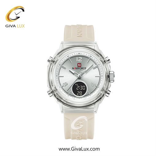 ساعت مچی اورجینال زنانه ناوی فورس|Naviforce|نوی فورس|نیوی فورس دو زمانه سفید | سفید| نقره ای-سفید| کد رفرنس NF7109  S/W