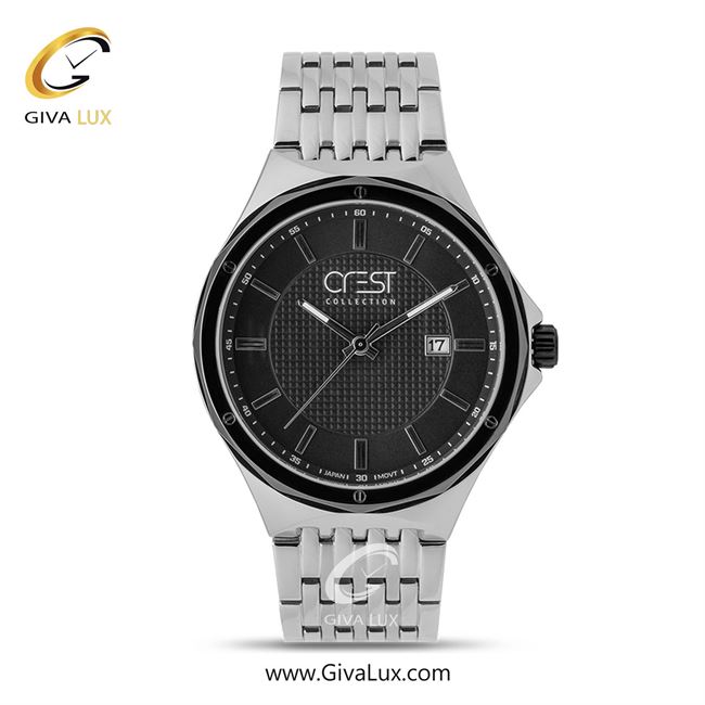 ساعت مچی اورجینال مردانه کرست | Crest  نقره ای | نقره ای| مشکی| کد رفرنس Crest 6132-5
