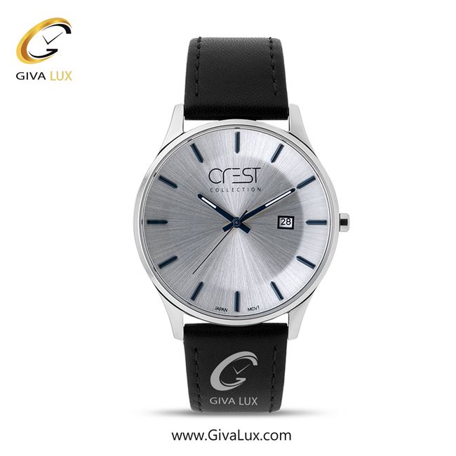 ساعت مچی اورجینال مردانه کرست | Crest  نقره ای | مشکی| نقره ای| کد رفرنس Crest 6136-3