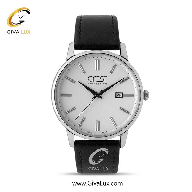 ساعت مچی اورجینال مردانه کرست | Crest  نقره ای | مشکی| نقره ای| کد رفرنس Crest 6140-1