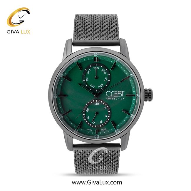 ساعت مچی اورجینال مردانه کرست | Crest سه موتوره فول تایم تیتانیوم | تیتانیوم| سبز| کد رفرنس Crest 6153-1