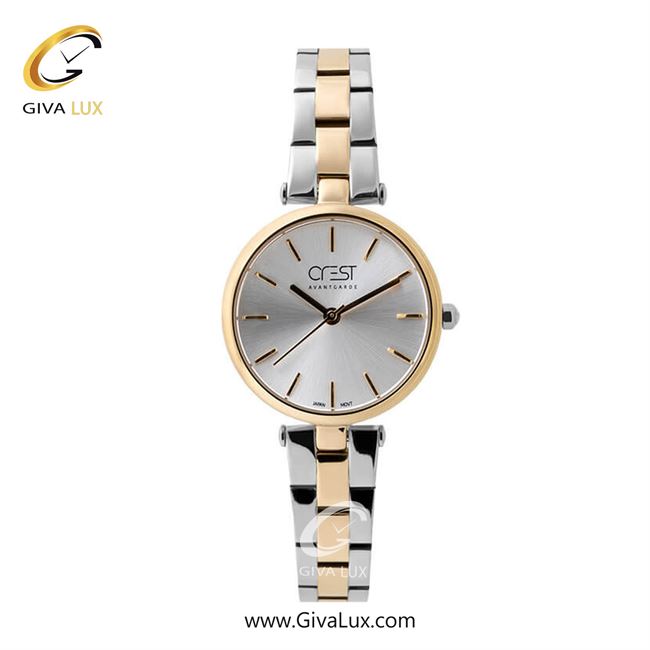 ساعت مچی اورجینال زنانه کرست | Crest  طلایی | نقره ای-طلایی| نقره ای| کد رفرنس Crest 6161-4