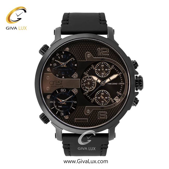 ساعت مچی اورجینال مردانه کرست | Crest سه زمانه مشکی | مشکی| مشکی| کد رفرنس Crest 6170-2