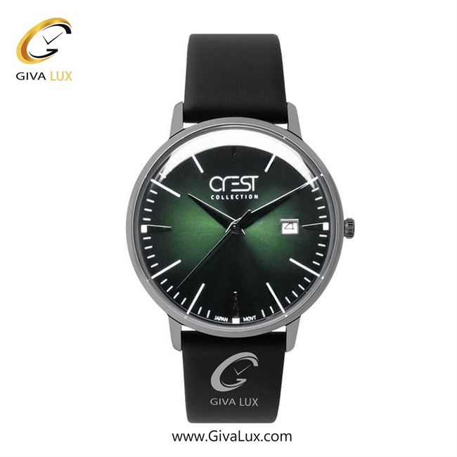 ساعت مچی اورجینال مردانه کرست | Crest  تیتانیوم | مشکی| سبز| کد رفرنس Crest 6180-2