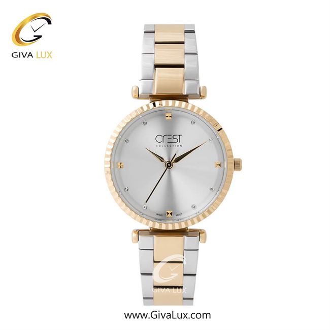 ساعت مچی اورجینال زنانه کرست | Crest  طلایی | طلایی-نقره ای| نقره ای| کد رفرنس Crest 6192-4
