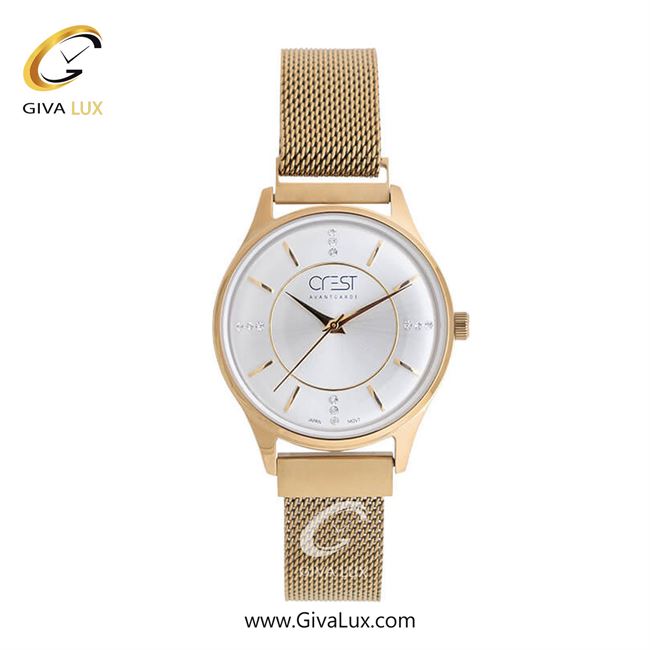ساعت مچی اورجینال زنانه کرست | Crest  طلایی | طلایی| نقره ای| کد رفرنس Crest 6203-3