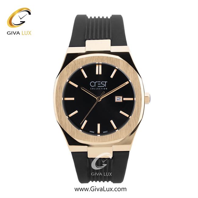 ساعت مچی اورجینال مردانه کرست | Crest  طلایی | مشکی| مشکی| کد رفرنس Crest 6216-2