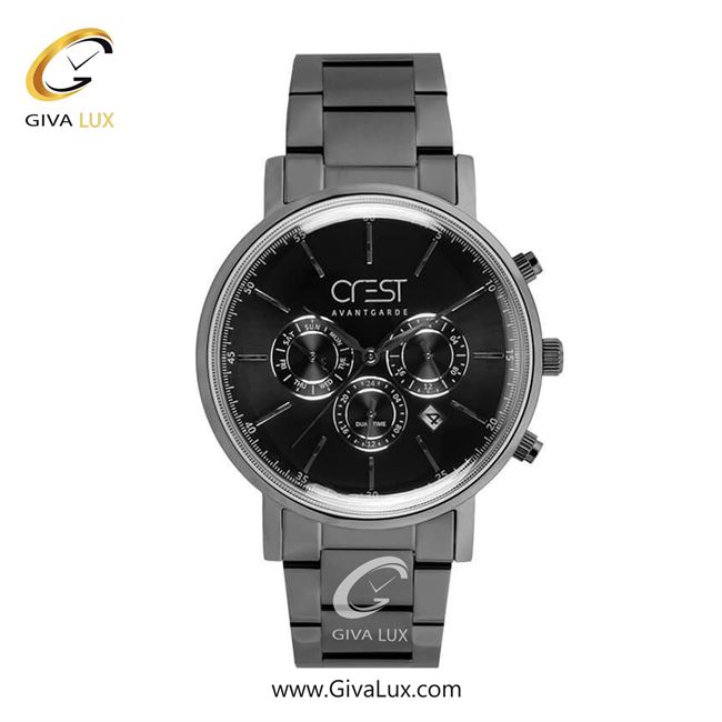 ساعت مچی اورجینال مردانه کرست | Crest سه موتوره کرنوگراف مشکی | مشکی| مشکی| کد رفرنس Crest 6238-3