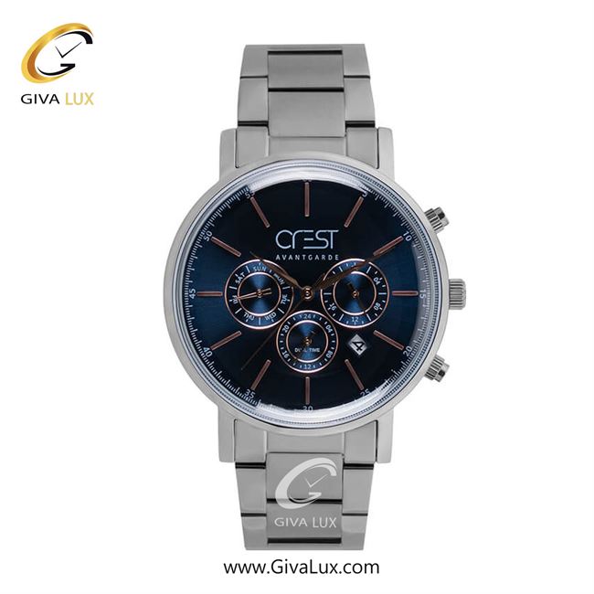 ساعت مچی اورجینال مردانه کرست | Crest سه موتوره فول تایم تیتانیوم | تیتانیوم| سرمه ای| کد رفرنس Crest 6238-4