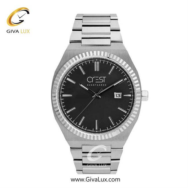ساعت مچی اورجینال مردانه کرست نقره ای | نقره ای| مشکی| کد رفرنس Crest 6242-1