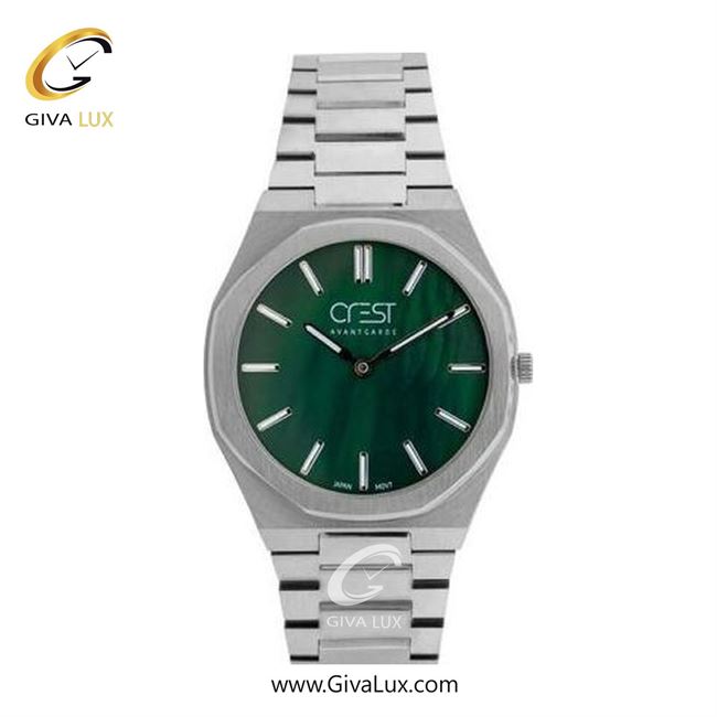 ساعت مچی اورجینال زنانه کرست نقره ای | نقره ای| سبز یشمی تیره| کد رفرنس Crest 6243-5