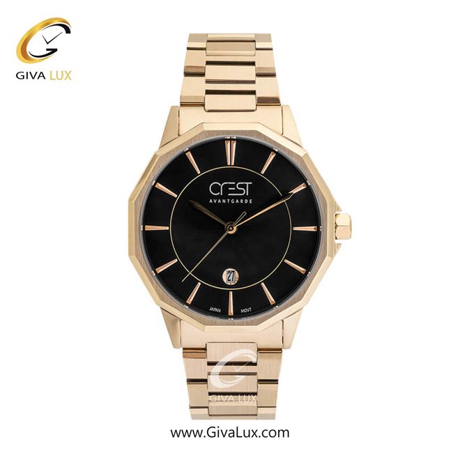 ساعت مچی اورجینال مردانه کرست طلایی | طلایی| مشکی| کد رفرنس Crest 6244-1