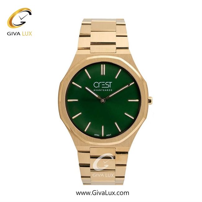 ساعت مچی اورجینال مردانه کرست طلایی | طلایی| سبز یشمی تیره| کد رفرنس Crest 6245-3