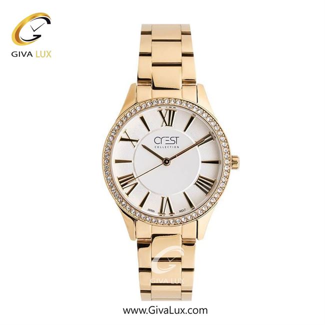 ساعت مچی اورجینال زنانه کرست طلایی | طلایی| نقره ای| کد رفرنس Crest 6254-4