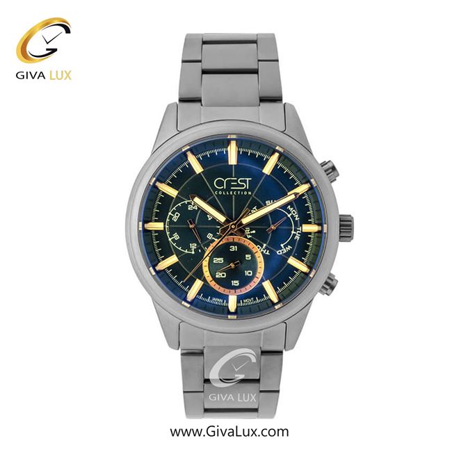 ساعت مچی اورجینال مردانه کرست سه موتوره فول تایم تیتانیوم | تیتانیوم| سرمه ای| کد رفرنس Crest 6258-4