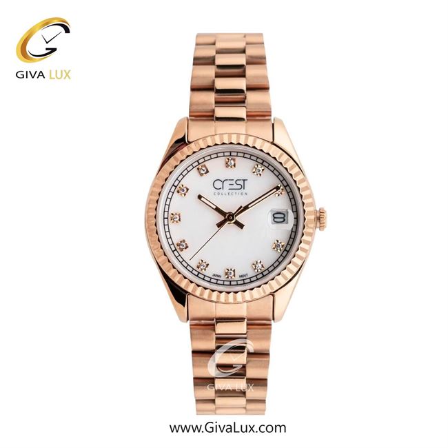 ساعت مچی اورجینال زنانه کرست رزگلد | رزگلد| سفید| کد رفرنس Crest 6259-3