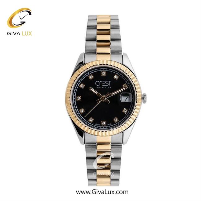 ساعت مچی اورجینال زنانه کرست طلایی | طلایی-نقره ای| مشکی| کد رفرنس Crest 6259-5