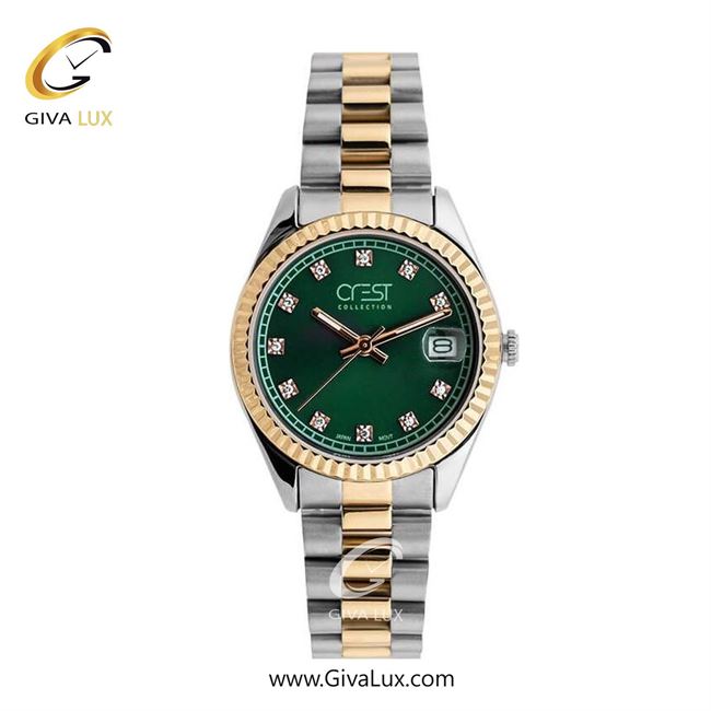 ساعت مچی اورجینال زنانه کرست طلایی | طلایی-نقره ای| سبز| کد رفرنس Crest 6259-7
