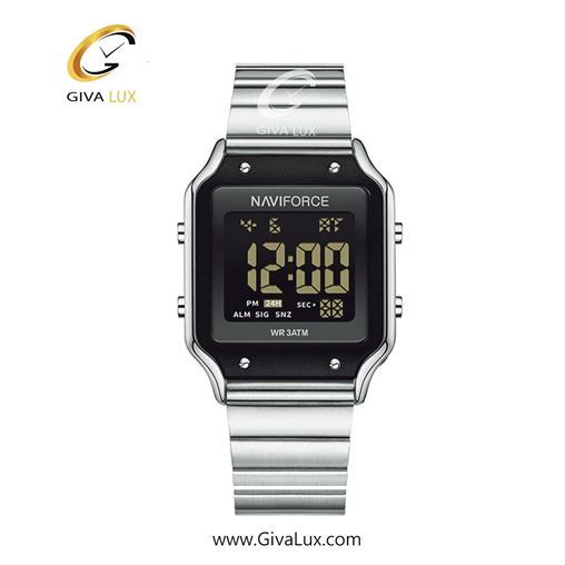 ساعت مچی اورجینال زنانه ناوی فورس|Naviforce|نوی فورس|نیوی فورس نقره ای | نقره ای| مشکی| کد رفرنس NF5046 S/B/S