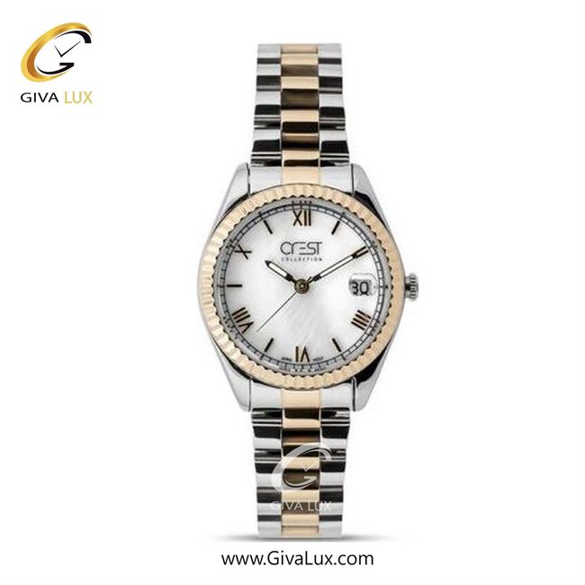 ساعت مچی اورجینال زنانه کرست طلایی | نقره ای-طلایی| سفید| کد رفرنس Crest 6260-3