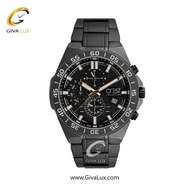 ساعت مچی اورجینال مردانه کرست سه موتوره کرنوگراف مشکی | مشکی| مشکی| کد رفرنس Crest 6269-3